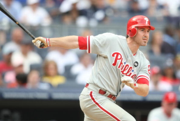 NEW YORK - MAY 24:  Chase Utley #26 of the Philadelphia Phillies at bat against the New York Yankees on May 24, 2009 at Yankee Stadium in the Bronx borough of New York City.  (Photo by Nick Laham/Getty Images)