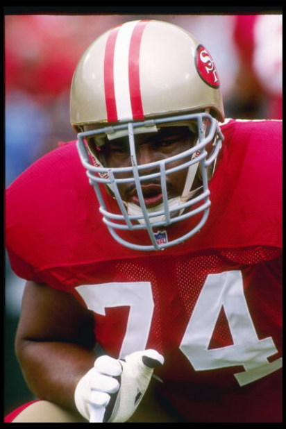 10 Sep 1995:  Offensive lineman Steve Wallace of the San Francisco 49ers looks on during a game against the Atlanta Falcons at 3Com Park in San Francisco, California.  The 49ers won the game, 41-10. Mandatory Credit: Otto Greule Jr.  /Allsport