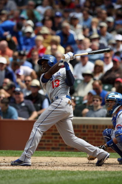 CHICAGO - MAY 29:  Orlando Hudson #13 of the Los Angeles Dodgers bats against the Chicago Cubs during the game on May 29, 2009 at Wrigley Field in Chicago, Illinois. (Photo by Jonathan Daniel/Getty Images) 