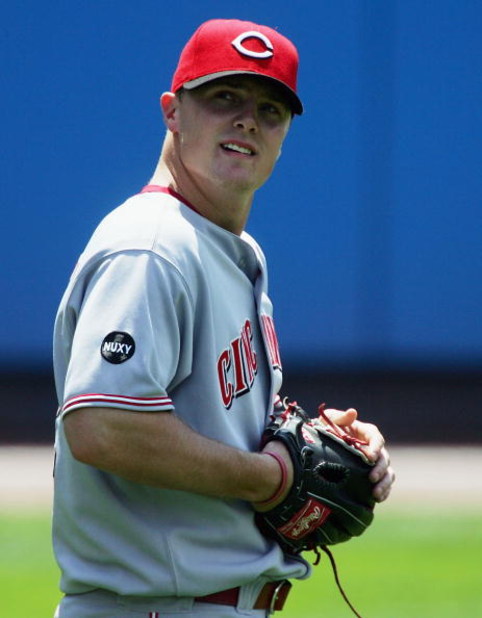 NEW YORK - JUNE 21: Jay Bruce #32 of the Cincinnati Reds looks on against the New York Yankees on June 21, 2008 at Yankee Stadium in the Bronx borough of New York City. The Reds won the game 6-0.(Photo by Jim McIsaac/Getty Images) 