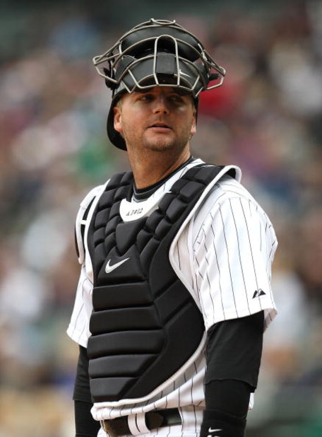 CHICAGO - APRIL 29: A.J. Pierzynski #12 of the Chicago White Sox prepares to play against the Seattle Mariners on April 29, 2009 at U.S. Cellular Field in Chicago, Illinois. The White Sox defeated the Mariners 6-3. (Photo by Jonathan Daniel/Getty Images) 