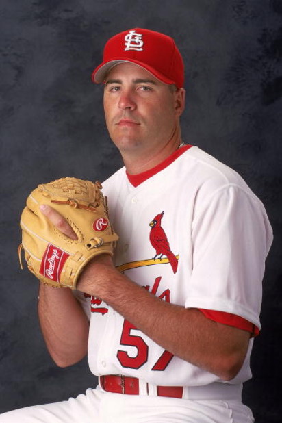 JUPITER , FL - FEBRUARY 29, 2000: (FILE PHOTO)  Pitcher Darryl Kile  of the St. Louis Cardinals poses for a studio portrait February 29, 2000 in Jupiter, Florida. Kile was found dead June 22, 2002 while in Chicago for a game. The cause of his death is unk