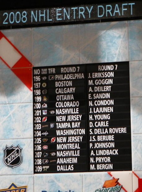 OTTAWA, ON - JUNE 21: The seventh round draft picks include David Carle who was drafted number 203 by the Tampa Bay Lightning during the 2008 NHL Entry Draft at Scotiabank Place on June 21, 2008 in Ottawa, Ontario, Canada. (Photo by Bruce Bennett/Getty Im