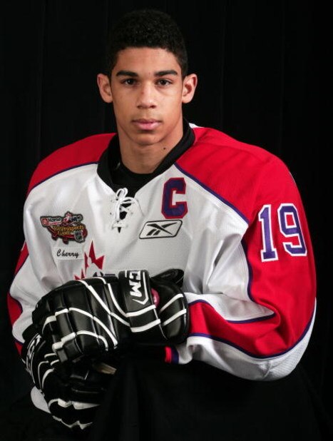 OSHAWA, ON - Evander Kane #19 of Team Cherry poses for a head shot prior to the 2009 Home Hardware CHL/NHL Top Prospects Game on wednesday January 14, 2009 at the General Motors Centre in Oshawa, Ontario. Kane plays for the Vancouver Giants (WHL). (Phot