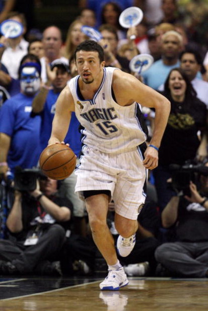 ORLANDO, FL - JUNE 11:  Hedo Turkoglu #15 of the Orlando Magic moves the ball up court in Game Four of the 2009 NBA Finals against the Los Angeles Lakers at Amway Arena on June 11, 2009 in Orlando, Florida.  The Lakers won 99-91 in overtime and lead the s