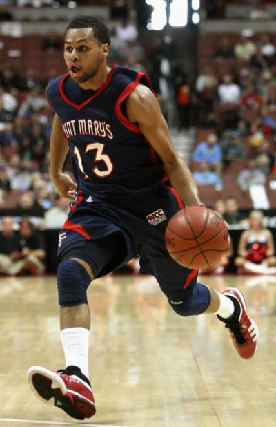 ANAHEIM, CA - DECEMBER 13:  Patrick Mills #13 of the Saint Mary's Gaels drives with the ball against the San Diego State Aztecs in the John R. Wooden Classic at Honda Center on December 13, 2008 in Anaheim, California. The Gaels defeated the Aztecs 67-64.