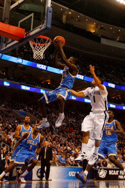 PHILADELPHIA - MARCH 21:  Darren Collison #2 of the UCLA Bruins shoots against Scottie Reynolds #1 of the Villanova Wildcats during the second round of the NCAA Division I Men's Basketball Tournament at the Wachovia Center on March 21, 2009 in Philadelphi