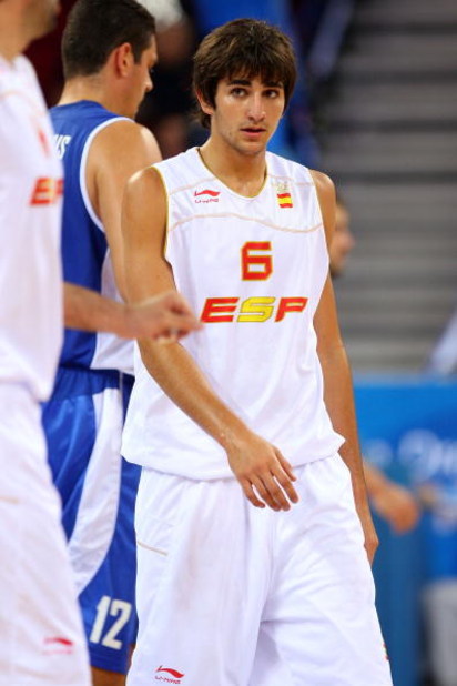 BEIJING - AUGUST 10:  Ricky Rubio #6 of Spain looks on while taking on Greece during the day 2 preliminary game at the Beijing 2008 Olympic Games in the Beijing Olympic Basketball Gymnasium on August 10, 2008 in Beijing, China.  (Photo by Phil Walter/Gett