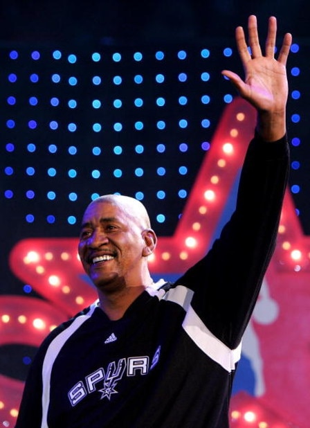 LAS VEGAS - FEBRUARY 17: NBA legend George Gervin waves to the crowd before the start of the Haier Shooting Stars Competition during NBA All-Star Weekend on February 17, 2007 at Thomas & Mack Center in Las Vegas, Nevada. NOTE TO USER: User expressly ack