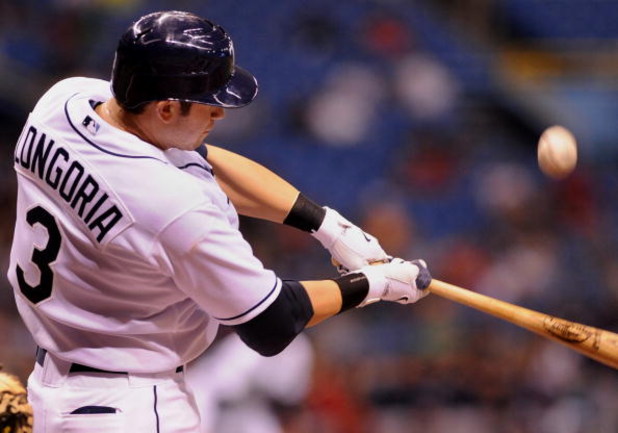 ST. PETERSBURG, FL - APRIL 30: Infielder Evan Longoria #3 of  the Tampa Bay Rays bats against the Boston Red Sox April 30, 2009 at Tropicana Field in St. Petersburg, Florida.  (Photo by Al Messerschmidt/Getty Images)
