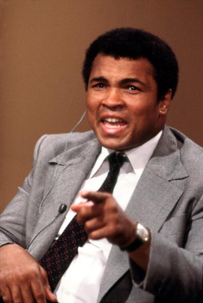 PARIS, FRANCE - 1978:  American boxer Muhammad Ali (aka  Cassius Clay) speaks during an interview for a French television program 1978 in Paris, France. (Photo by Patrick Riviere/Getty Images)  
