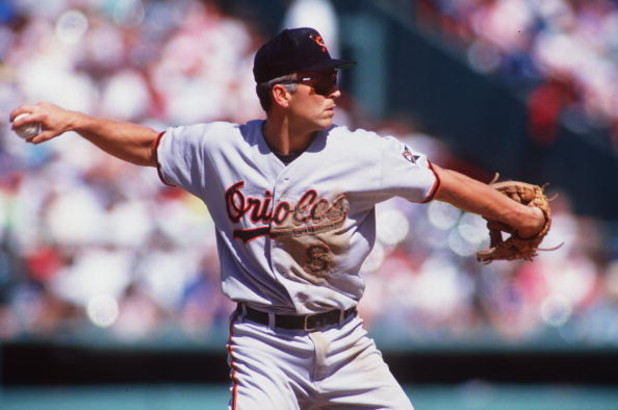 12 JUN 1993:  BALTIMORE ORIOLES SHORTSTOP CAL RIPKEN MAKES A THROW TO FIRST BASE DURING A GAME AGAINST THE RED SOX. Mandatory Credit: Rick Stewart/ALLSPORT