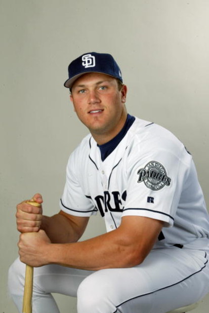 26 FEB 2002: Sean Burroughs of the San Diego Padres poses for a photo during Team Photo Day at the Padres Training Facility in Peoria, Az. Digital Photo. Photo by Tom Hauck/Getty Images.