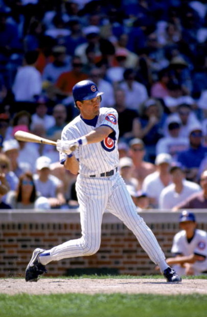 CHICAGO - JULY 5:  Ryne Sandberg #23 of the Chicago Cubs bats during the game against the Cincinnati Reds at Wrigley Field on July 5, 1996 in Chicago, Illinois. The Reds defeated the Cubs 3-0.  (Photo by Jonathan Daniel/Getty Images)