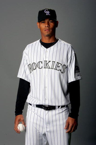 TUCSON, AZ - FEBRUARY 24:  Esmil Rogers of the Colorado Rockies poses for a portrait during photo day at Hi Corbett Field in Tucson, Arizona on February 24, 2008.  (Photo by Matthew Stockman/Getty Images)