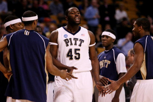 BOSTON - MARCH 26:  DeJuan Blair #45 of the Pittsburgh Panthers takes the floor before taking on the Xavier Musketeers during the NCAA Men's Basketball Tournament East Regionals at TD Banknorth Garden on March 26, 2009 in Boston, Massachusetts.  (Photo by