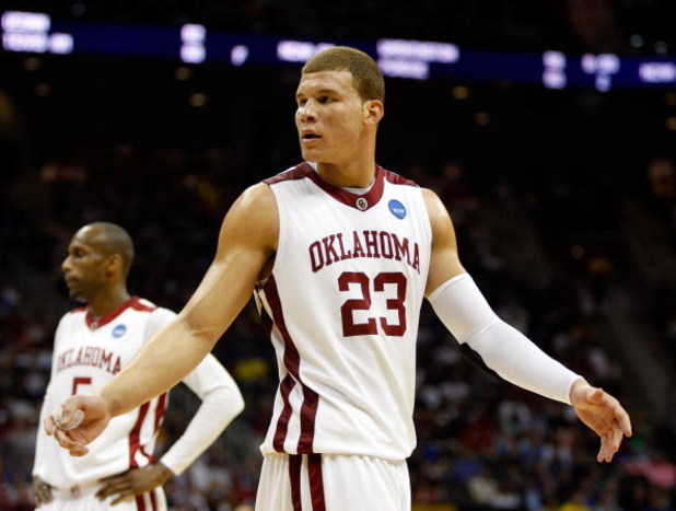 KANSAS CITY, MO - MARCH 21:  Blake Griffin #23 of the Oklahoma Sooners looks on during their second round game against the Michigan Wolverines the NCAA Division I Men's Basketball Tournament at the Sprint Center on March 21, 2009 in Kansas City, Missouri.