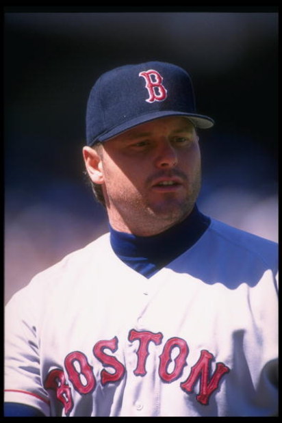 27 Aug 1995:  Pitcher Roger Clemens of the Boston Red Sox looks on during a game against the Oakland Athletics at the Oakland-Alameda County Coliseum in Oakland, California.  The Red Sox won the game, 4-1. Mandatory Credit: Otto Greule  /Allsport