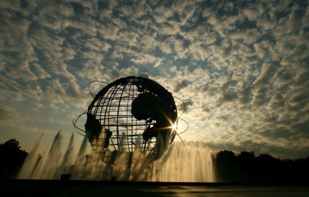 NEW YORK - SEPTEMBER 05:  The sun sets behind the Unisphere on the grounds of the Billie Jean King National Tennis Center during day ten of the 2007 U.S. Open on September 5, 2007 in the Flushing neighborhood of the Queens borough of New York City.  (Phot