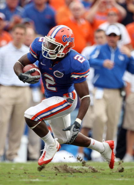 GAINESVILLE, FL - OCTOBER 25:  Jeffery Demps #2 of the Florida Gators runs for a touchdown in a game aginst the Kentucky Wildcats at Ben Hill Griffin Stadium on October 25, 2008 in Gainesville, Florida.  (Photo by Sam Greenwood/Getty Images)