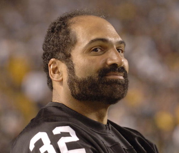Retired Pittsburgh Steelers running back Franco Harris watches the action versus the Miami Dolphins at Heinz Field, September 7, 2006. The Steelers won 28-17.  (Photo by Al Messerschmidt/Getty Images)