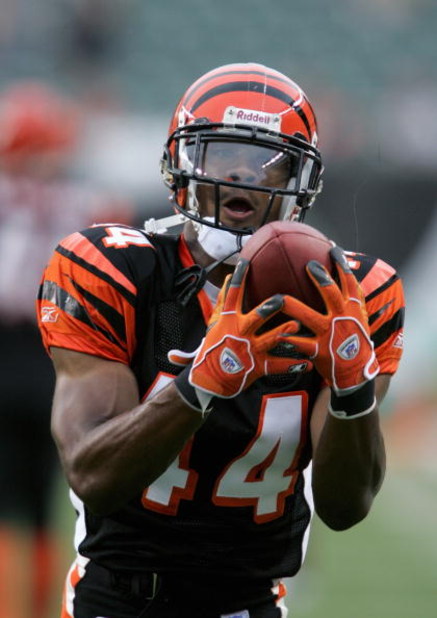 CINCINNATI - AUGUST 28: Herana-Daze Jones #44 of the Cincinnati Bengals makes a catch during the pre-season game with the Green Bay Packers at Paul Brown Stadium on August 28, 2006 in Cincinnati, Ohio. The Bengals won 48-17. (Photo by Andy Lyons/Getty Ima