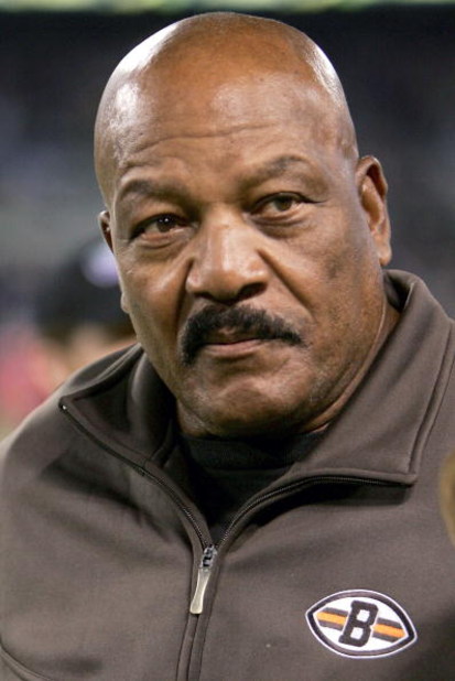 BALTIMORE - NOVEMBER 7:  Hall of Famer Jim Brown watches from the sidelines as the Baltimore Ravens defeated the Cleveland Browns 27-13 on November 7, 2004 at M&T Bank Stadium in Baltimore, Maryland.  (Photo by Doug Pensinger/Getty Images)