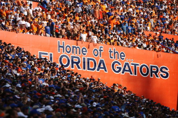 GAINESVILLE, FL - SEPTEMBER 15:  Gator fans cheer as the Tennessee Volunteers take on the Florida Gators at Ben Hill Griffin Stadium on September 15, 2007 in Gainesville, Florida. Florida defeated Tennessee 59-20.  (Photo by Doug Benc/Getty Images)