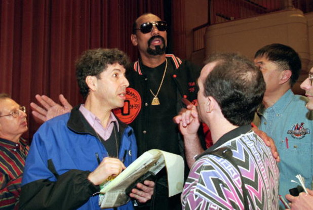 7 Feb 1997:  Former Los Angeles Laker Wilt Chamberlain addresses the media at a press conference before the NBA All-Star Game at the Renaissance Hotel in Cleveland, Ohio. Mandatory Credit: Brian Bahr  /Allsport