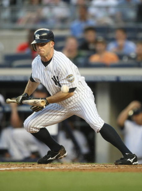 NEW YORK - MAY 21:  Brett Gardner #11 of the New York Yankees at bat against the Baltimore Orioles on May 21, 2009 at Yankee Stadium in the Bronx borough of New York City.  (Photo by Nick Laham/Getty Images)