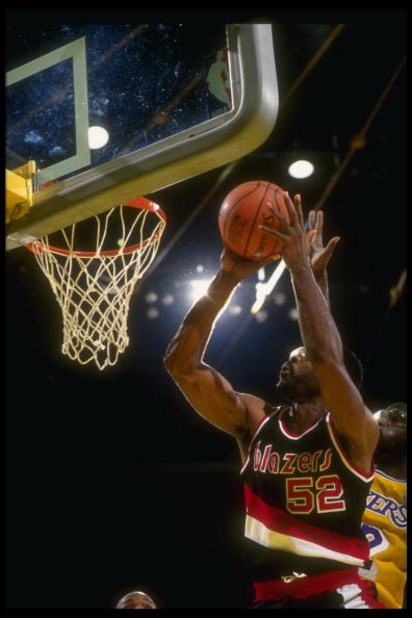 1990-1991:  Forward Buck Williams of the Portland Trail Blazers goes up for two during a game against the Los Angeles Lakers at the Rose Garden in Portland, Oregon. Mandatory Credit: Stephen Dunn  /Allsport Mandatory Credit: Stephen Dunn  /Allsport