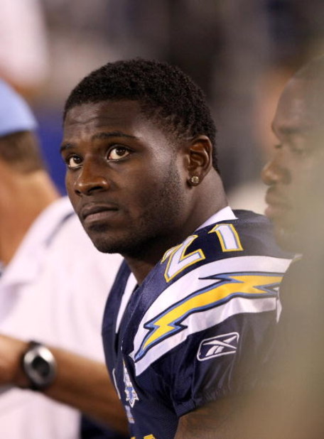 SAN DIEGO - SEPTEMBER 04:  Running back LaDainian Tomlinson #21 of the San Diego Chargers sits on the sidelines during the game with the San Francisco 49ers on September 4, 2009 at Qualcomm Stadium in San Diego, California.  (Photo by Stephen Dunn/Getty I