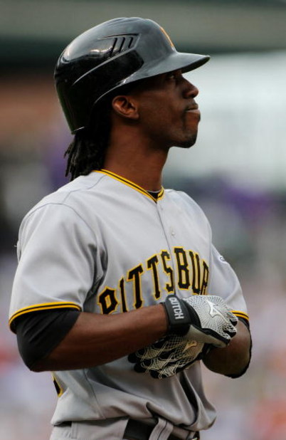 DENVER - AUGUST 13: Andrew McCutchen #22 of the Pittsburgh Pirates looks on in the third inning against the Colorado Rockies at Coors Field on August 13, 2009 in Denver, Colorado. (Photo by Doug Pensinger/Getty Images)