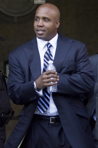 SAN FRANCISCO - JUNE 6:  Barry Bonds leaves the Phillip Burton Federal Building and United States Court House after making two appearances in United States District Court June 6, 2008 in San Francisco, California.  Bonds was arraigned on 14 counts of fals